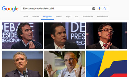 Imagen de candidatos presidenciales 2018 en la plataforma Google