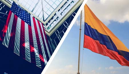 Imagen banderas de Colombia y Estados Unidos