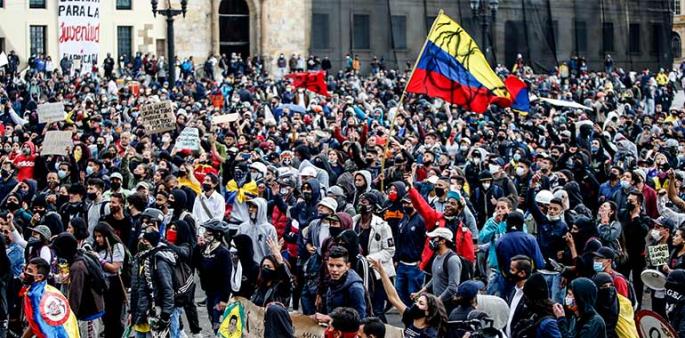 Foto de una protesta social en Colombia