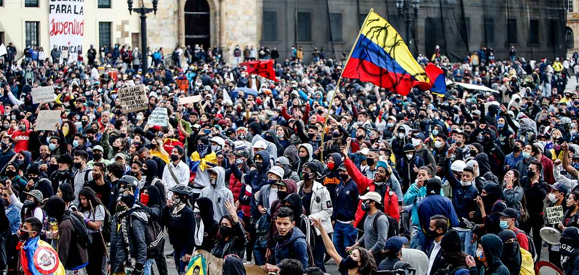 Foto de una protesta social en Colombia