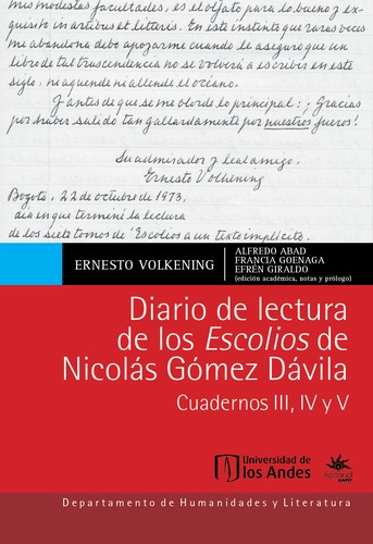 Cubierta del libro Diario de lectura de los Escolios de Nicolás Gómez Dávila