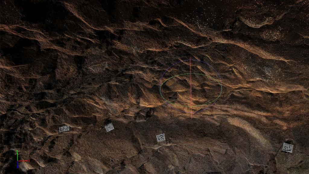 Imagen 3D del interior de una de las cuevas de Vilcún. Foto: Andrés Burbano.