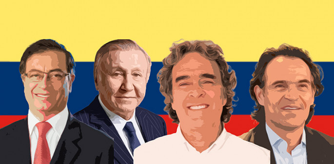 Ilustración de cuatro candidatos a la presidencia