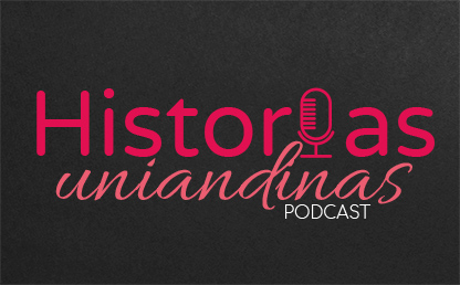 Banner fondo negro con letrero historias uniandinas podcast