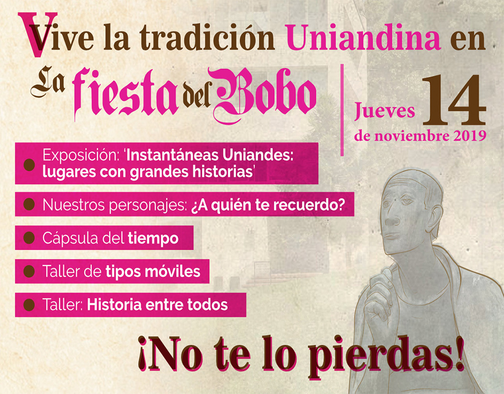 Imagen con lista de actividades de tradición uniandina que tendrán lugar en la Fiesta del Bobo 2019
